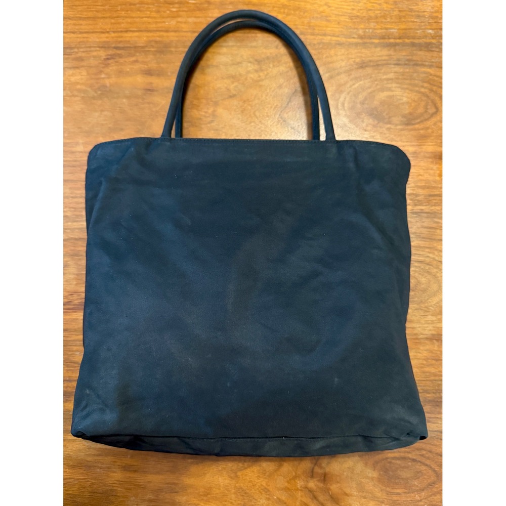 Prada Tessuto Nylon Tote Bag Black Triangle Logo Vintage Zip Top Shoulder Bag - Picture 2 of 11